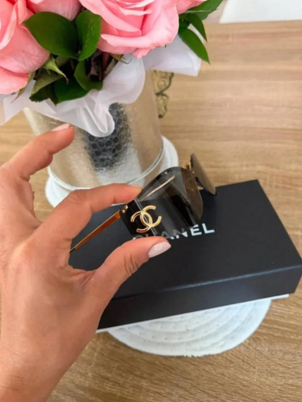 CHANEL Black Sunglasses – with Original Box & Case